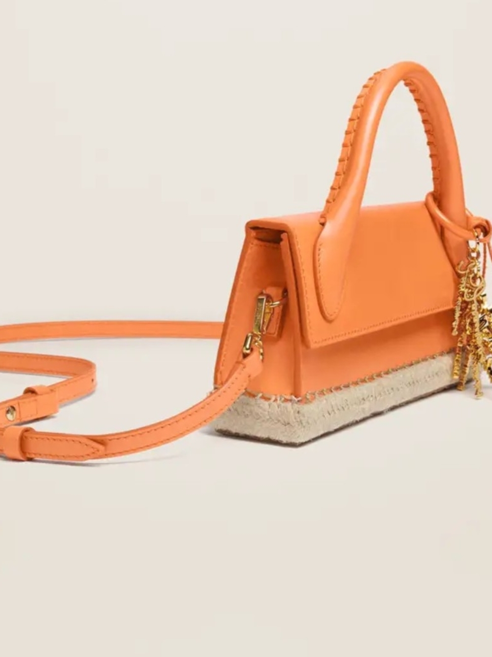 Jacquemus Orange Mini Top-Handle Shoulder Bag with Tassel Charm